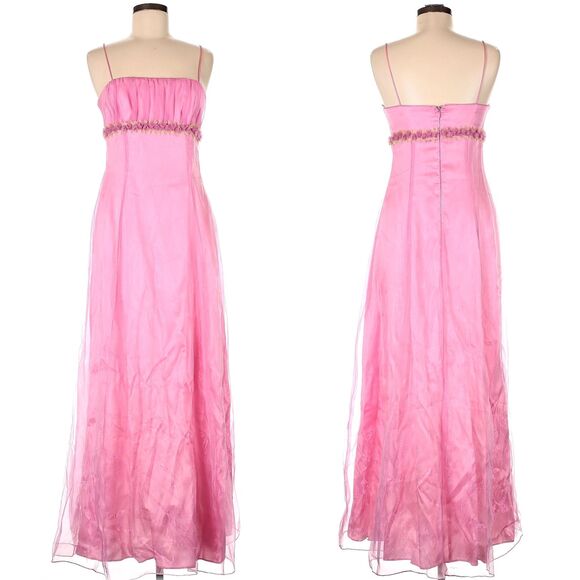 Vintage 90s Blondie Nites Pink Prom Gown Princess Maxi Dress Empire Regency 9 - Picture 3 of 15